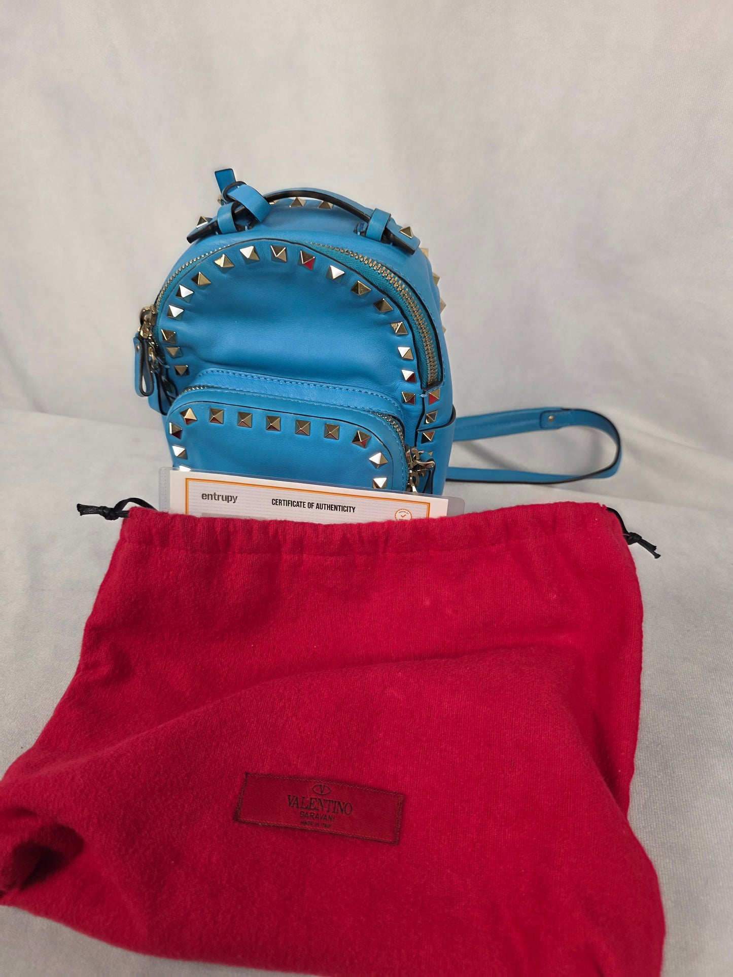 VALENTINO ROCKSTUD TURQUOISE MINI BACKPACK