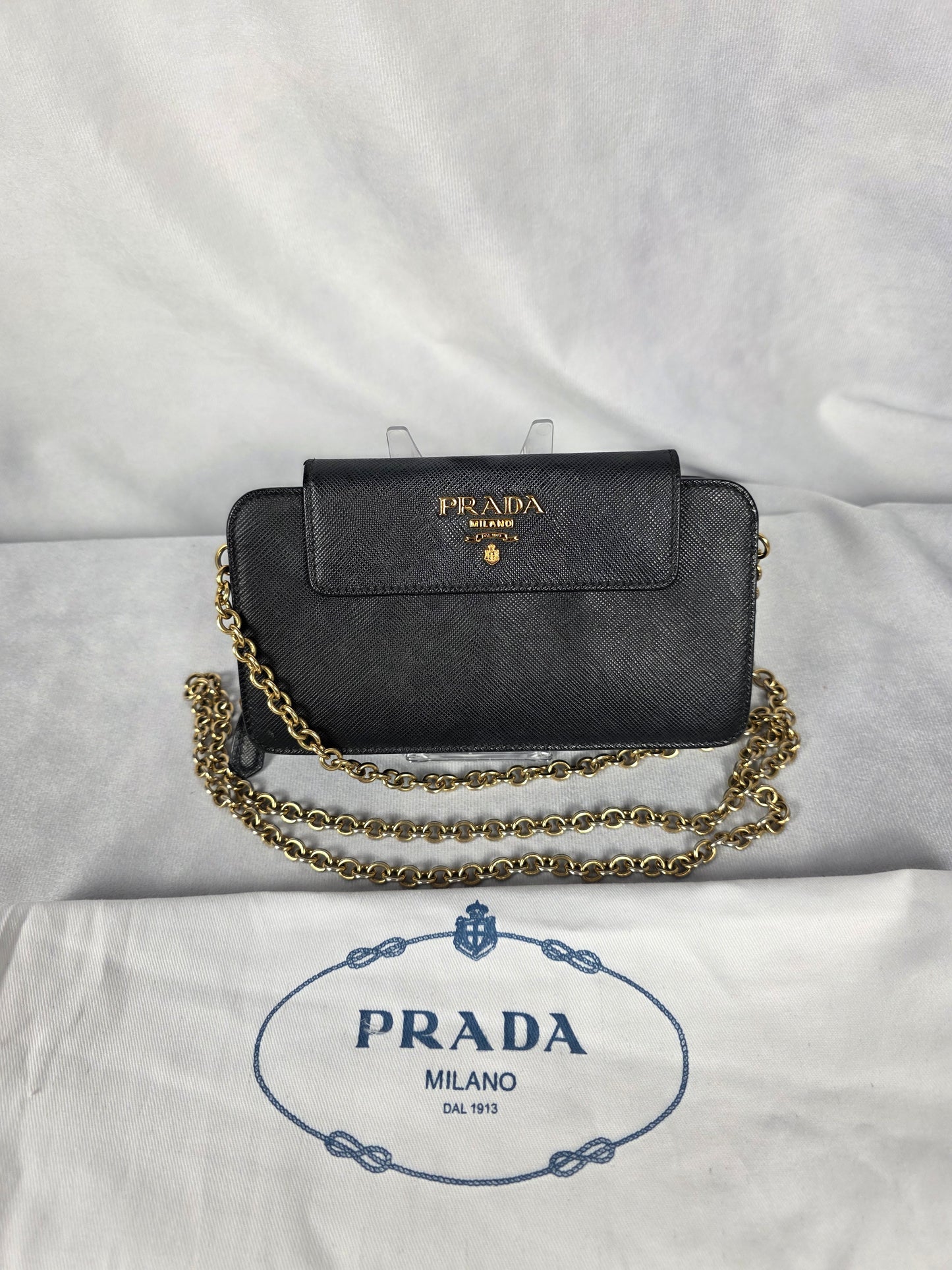 PRADA BLACK SAFFIANO CROSSBODY WOC