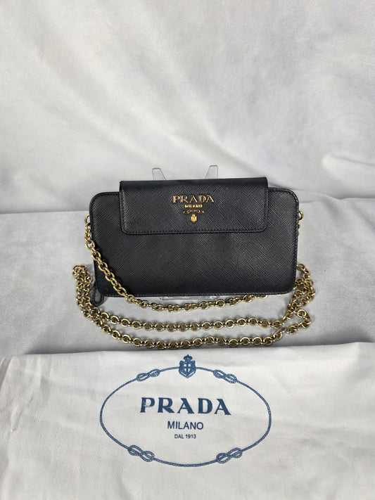 PRADA BLACK SAFFIANO CROSSBODY WOC