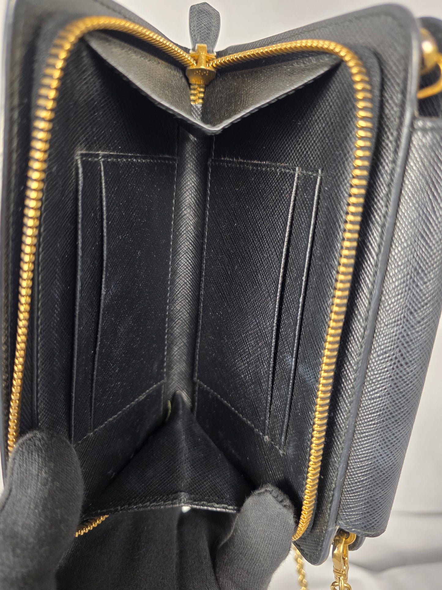 PRADA BLACK SAFFIANO CROSSBODY WOC