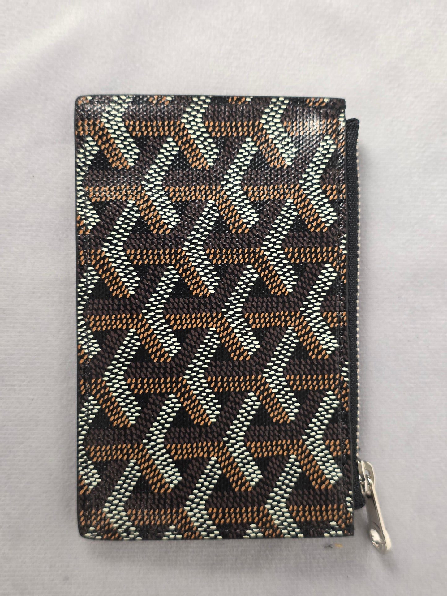 GOYARD BOURBON ZIPPED BLACK AND TAN CARD HOLDER