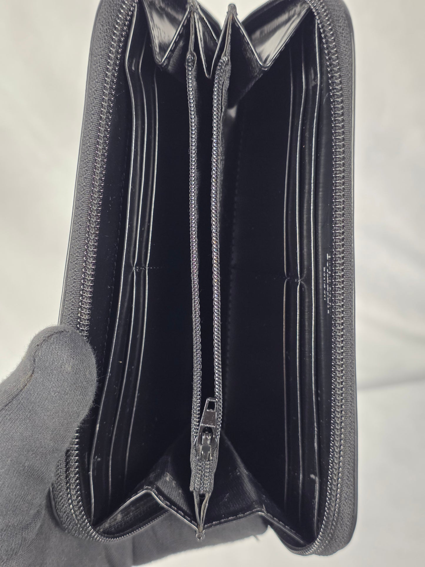 BURBERRY HOUSE CHECK LEATHER TRIM LONG ZIP WALLET