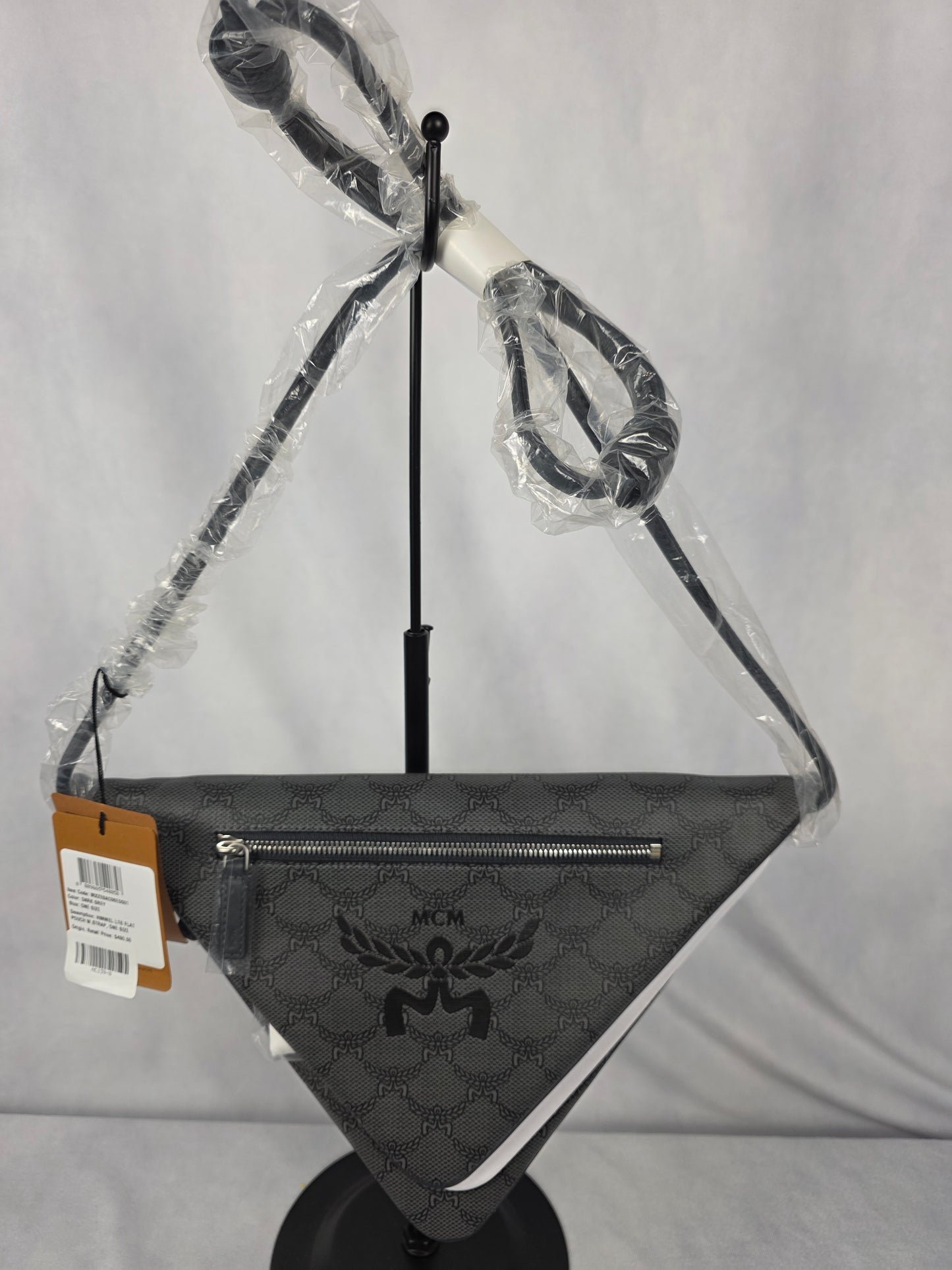 MCM HIMMEL TRIANGLE CROSSBODY BLUE-GREY CROSSBODY POUCH - NEW NEW TAGS