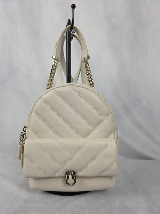 BVLGARI WHITE SERPENTI CABOCHON IVORY BACKPACK