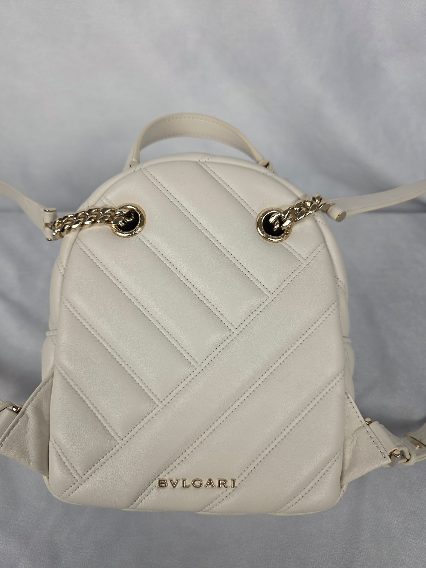 BVLGARI WHITE SERPENTI CABOCHON IVORY BACKPACK