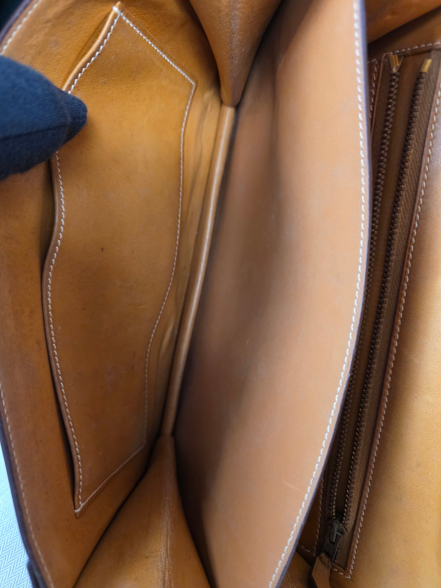 HERMES VINTAGE BEIGE BROWN CRINOLINE COURCHEVEL VINTAGE SHOULDER BAG