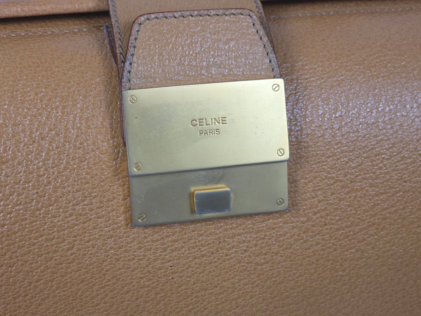 CELINE VINTAGE DULLES TAN BRIEFCASE "DOCTOR" BAG