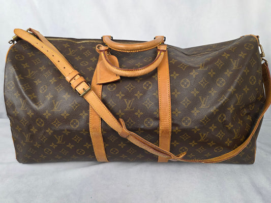 LOUIS VUITTON VINTAGE MONOGRAM KEEPALL 60 BANDOULIERE W/ LOCK & KEY