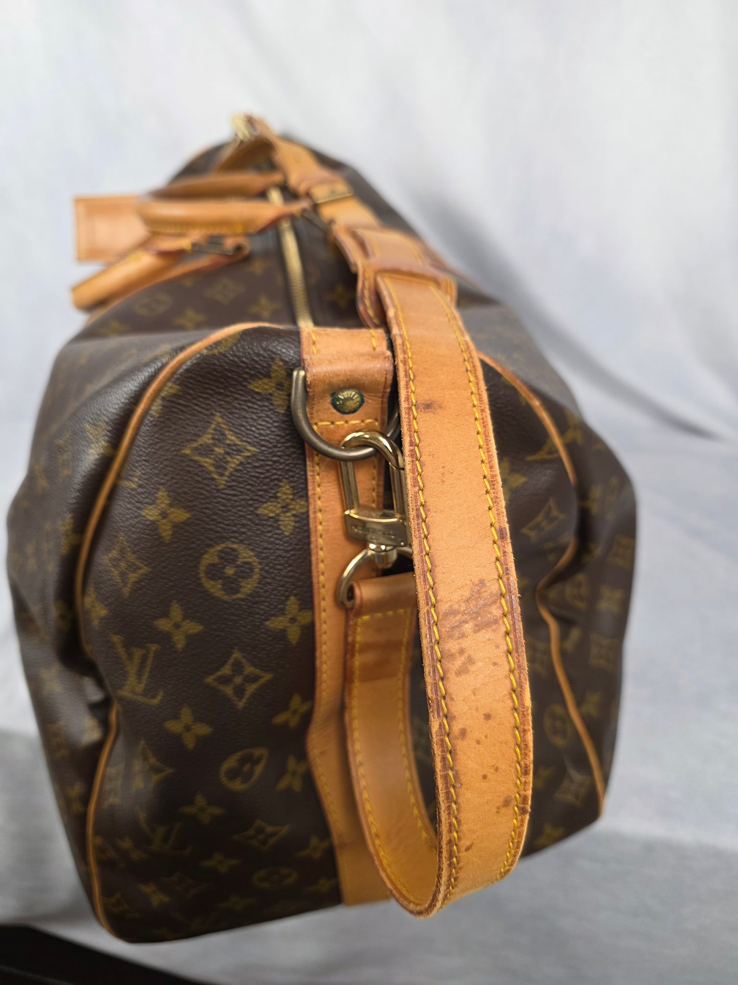 LOUIS VUITTON VINTAGE MONOGRAM KEEPALL 60 BANDOULIERE W/ LOCK & KEY