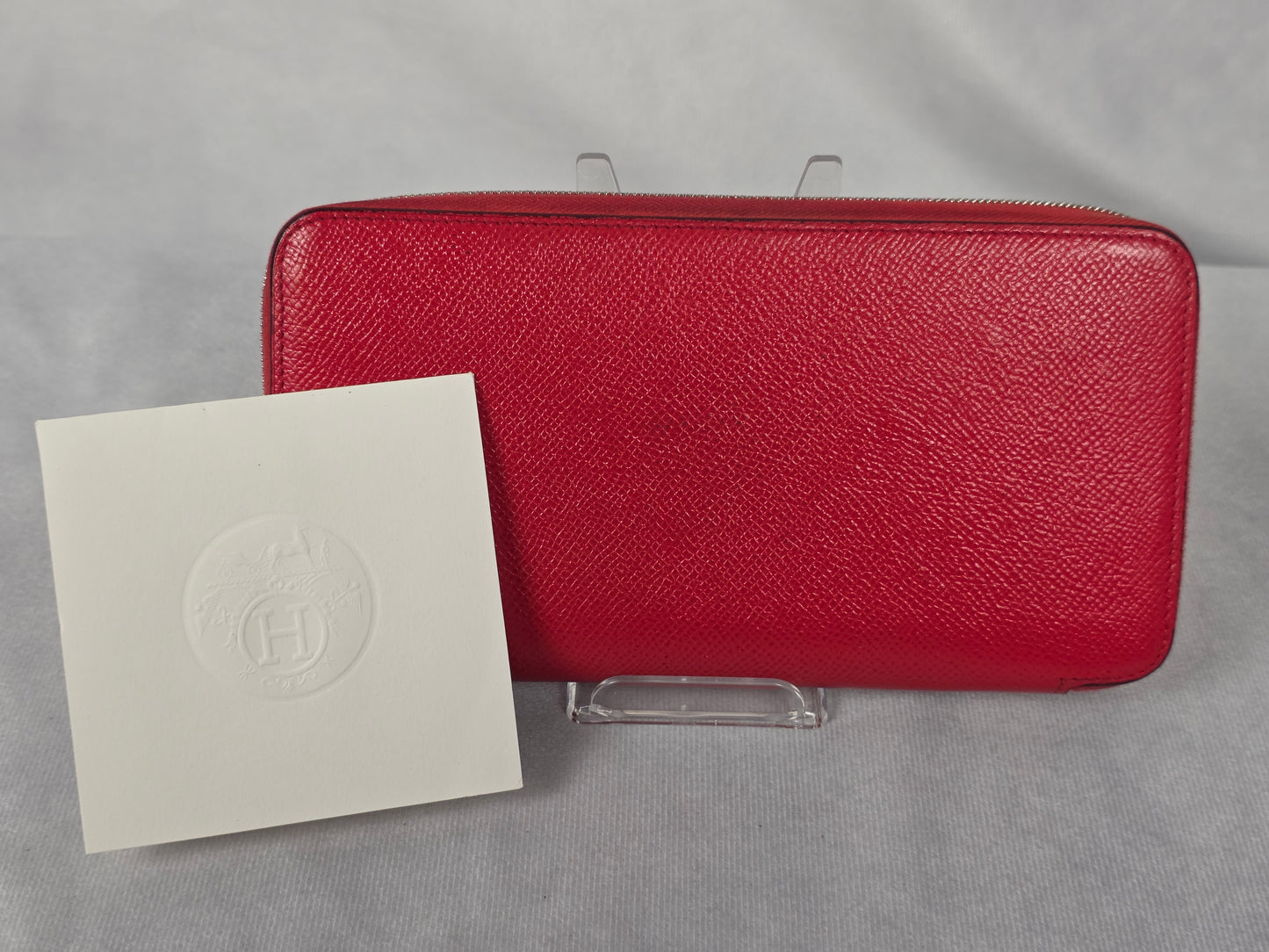 HERMES RED AZAP LONG ZIP AROUND WALLET