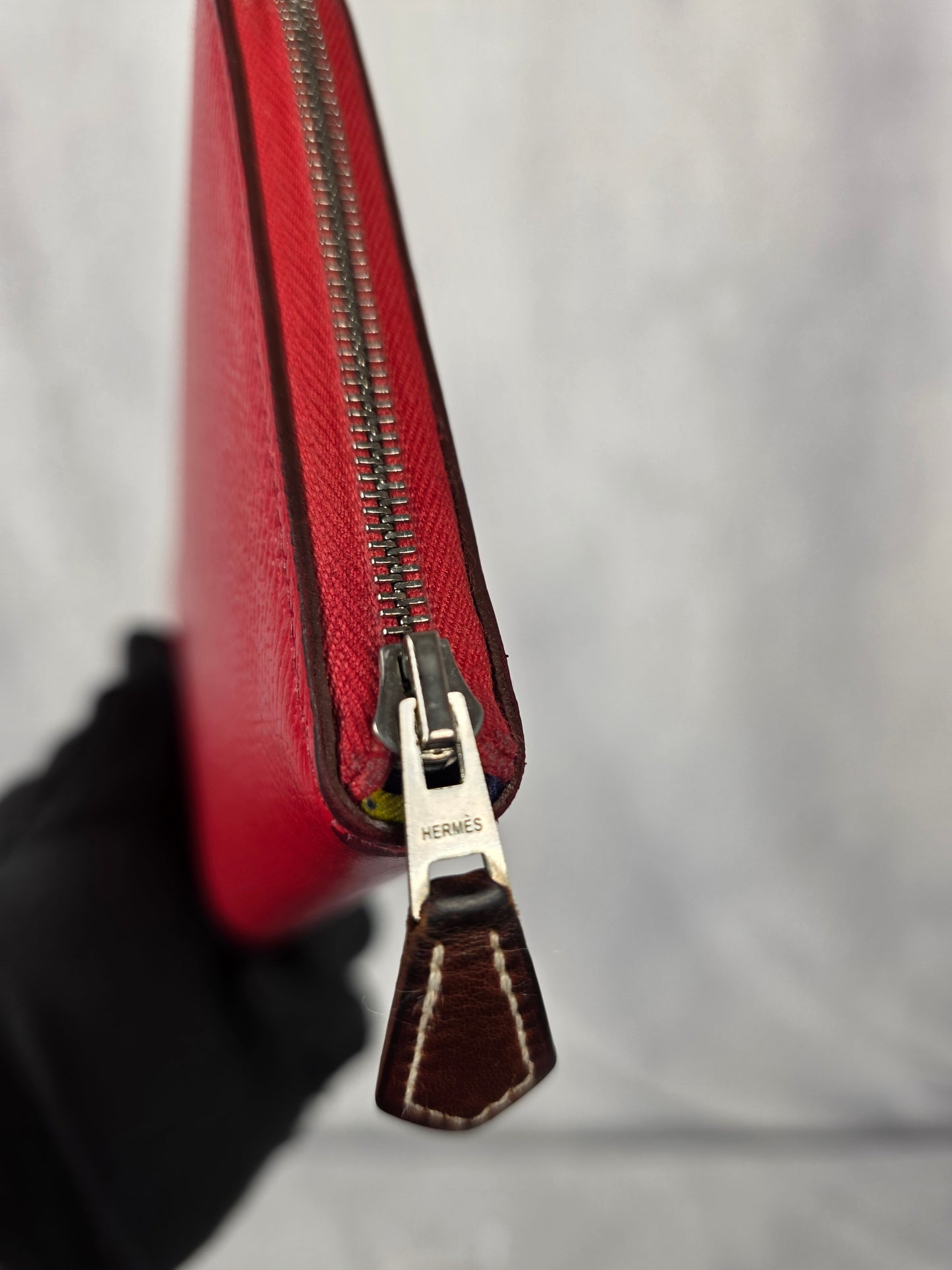 HERMES RED AZAP LONG ZIP AROUND WALLET