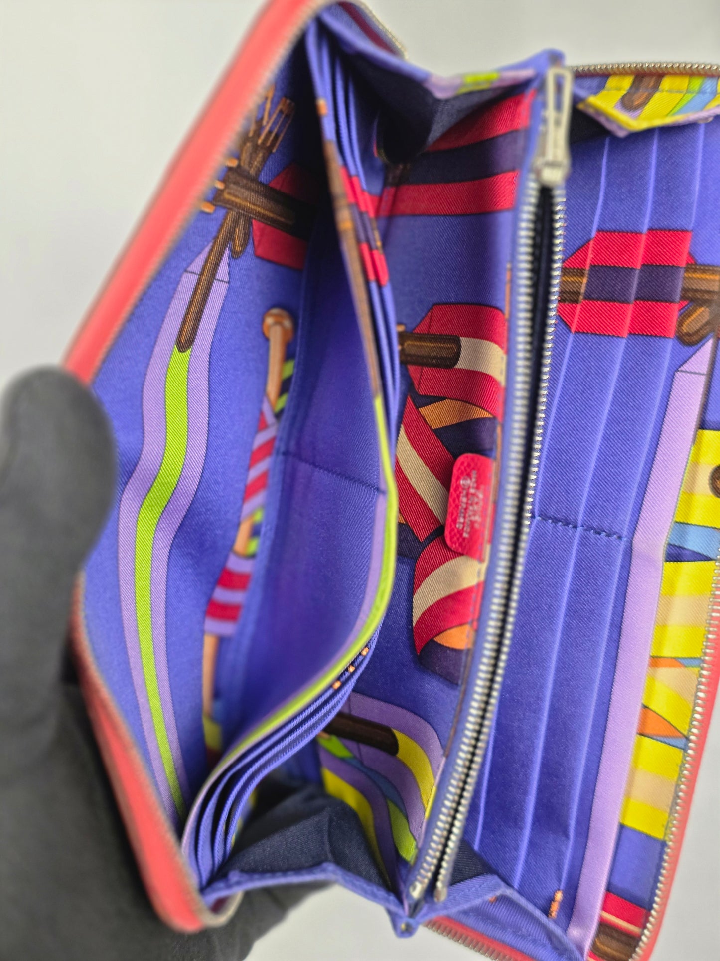 HERMES RED AZAP LONG ZIP AROUND WALLET