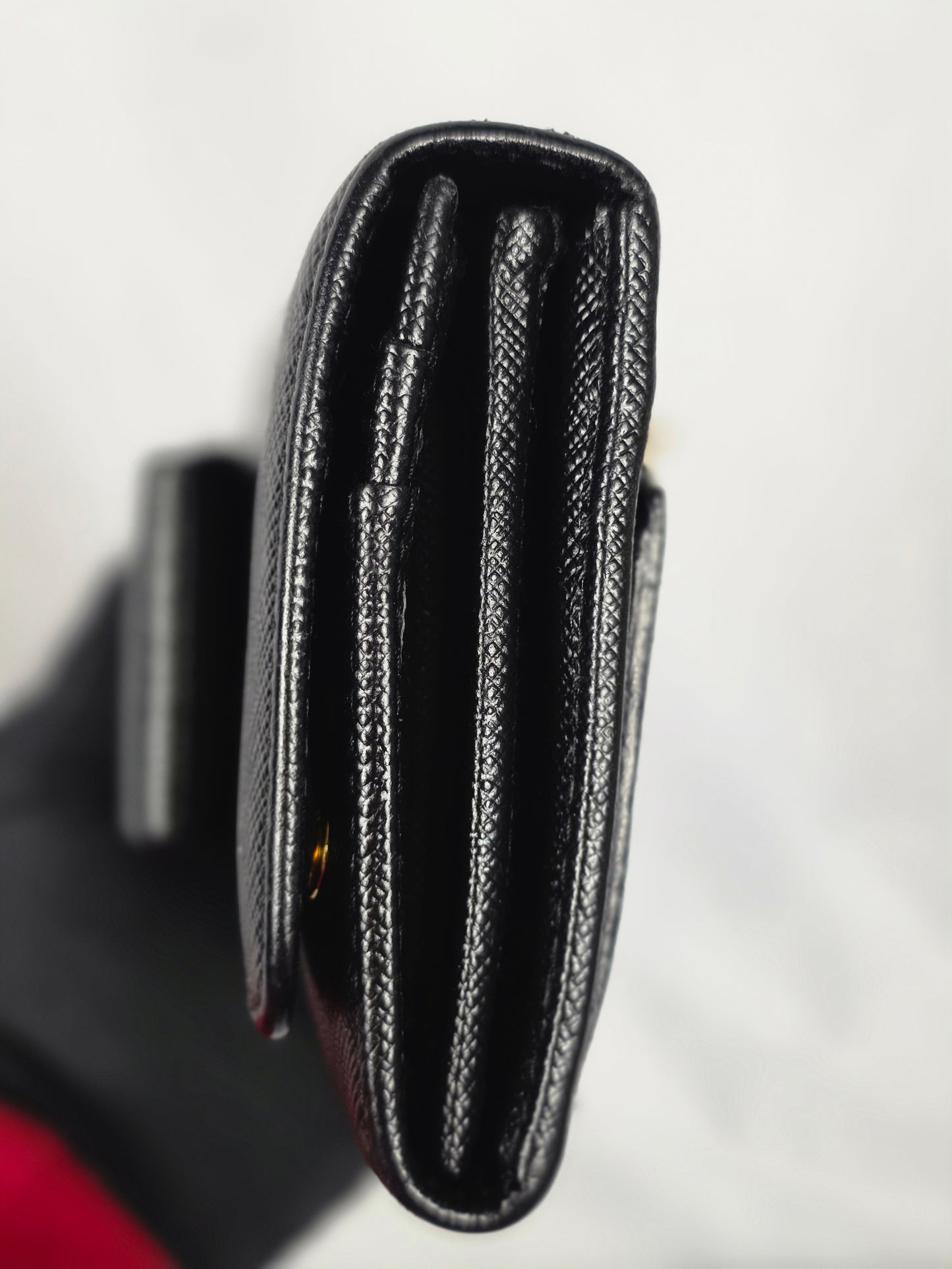 PRADA BLACK BOW ACCENT SAFFIANO LEATHER LONG WALLET WITH BABY CARD CARRIER