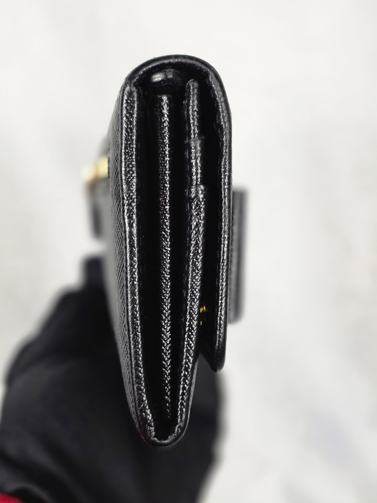 PRADA BLACK BOW ACCENT SAFFIANO LEATHER LONG WALLET WITH BABY CARD CARRIER