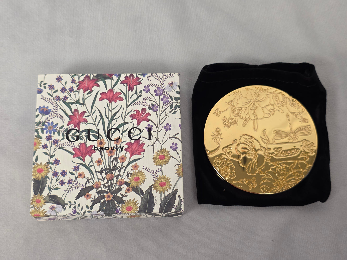 GUCCI METAL FLORAL COMPACT MIRROR CASE - GWP