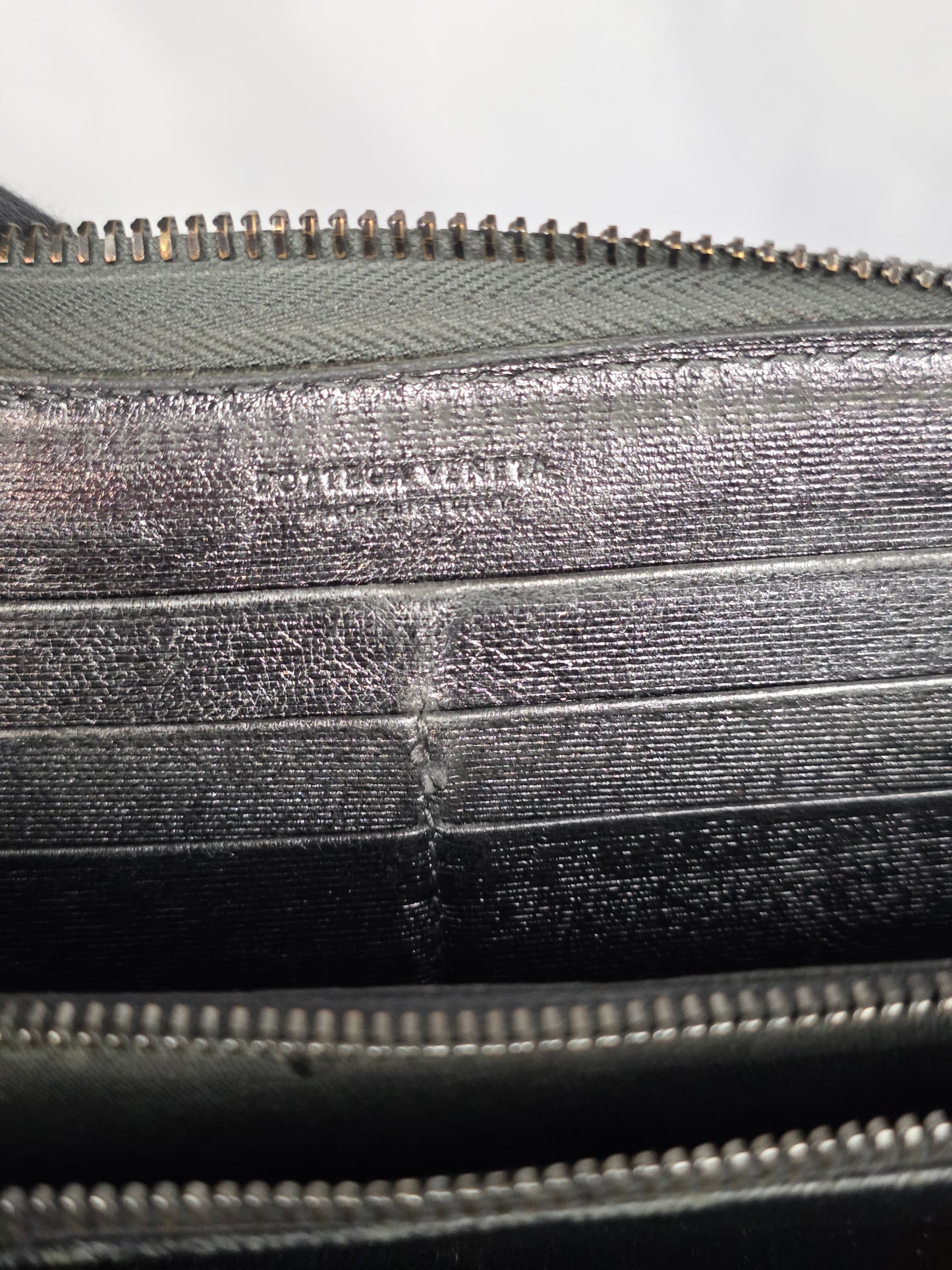 BOTTEGA BLACK INTRECCIATO WOVEN LONG ZIP-WALLET
