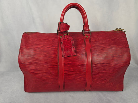 Louis Vuitton Red Epi Keepall 45