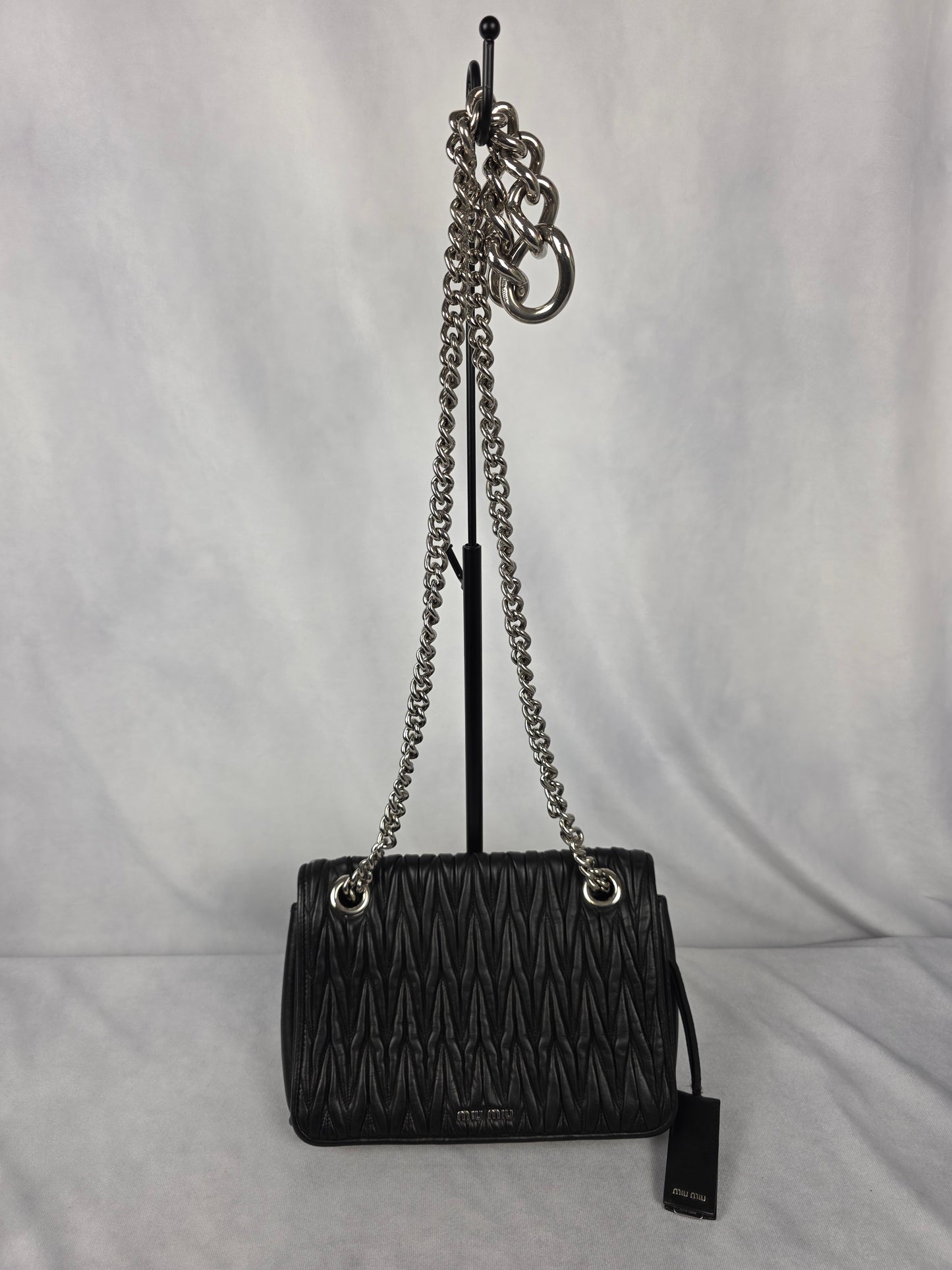 Miu Miu Black Club Matelasse Leather Shoulder Bag
