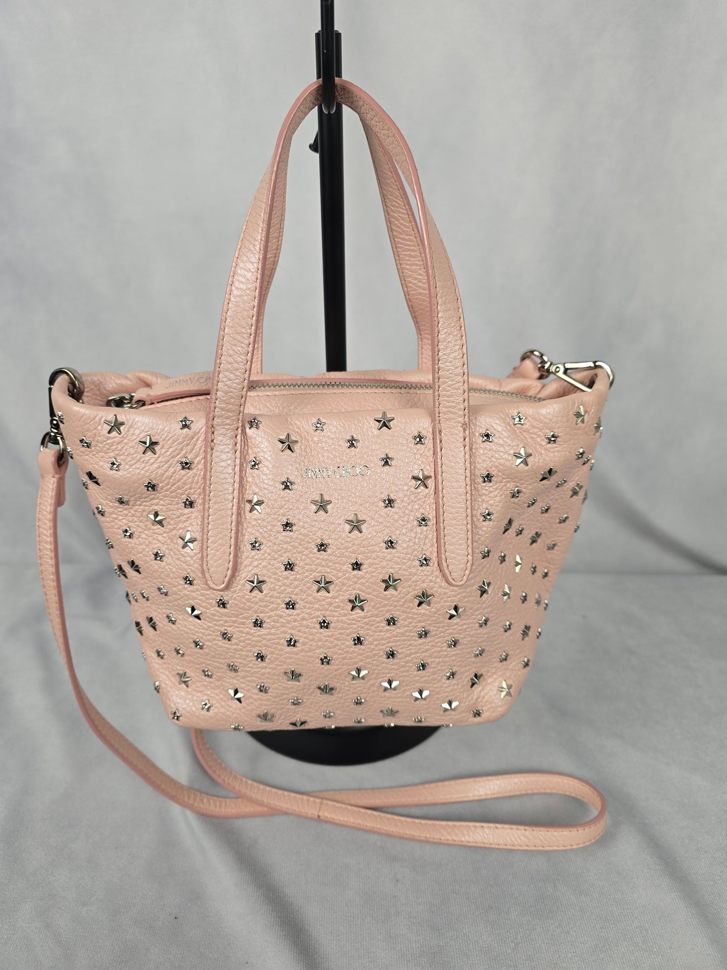 Jimmy Choo Mini Sara Pink Leather Sparkle Two-Way Handbag