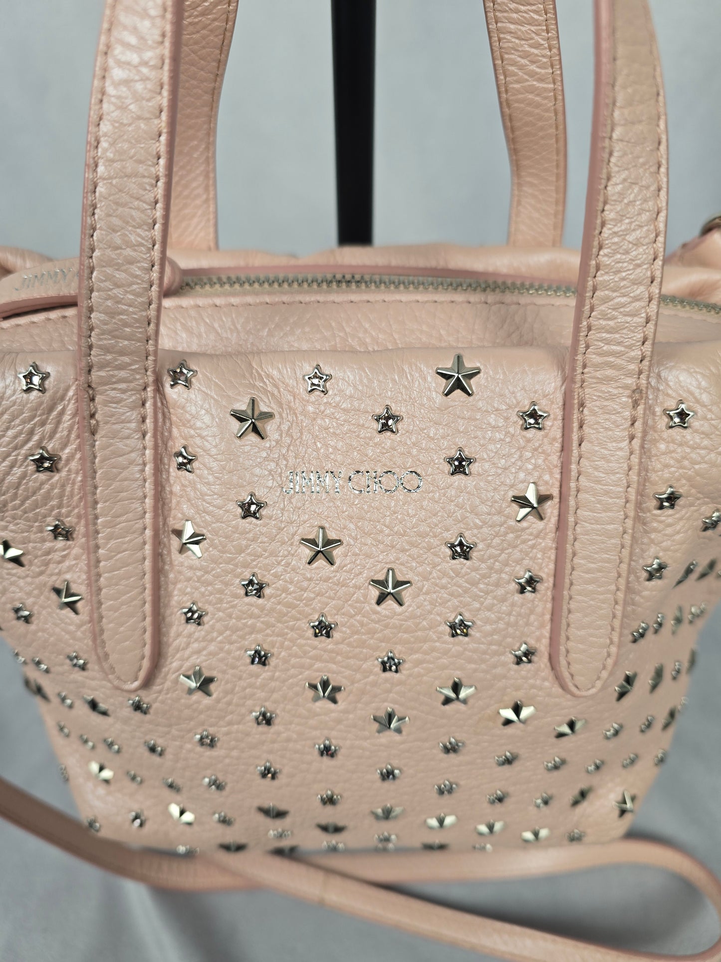 Jimmy Choo Mini Sara Pink Leather Sparkle Two-Way Handbag