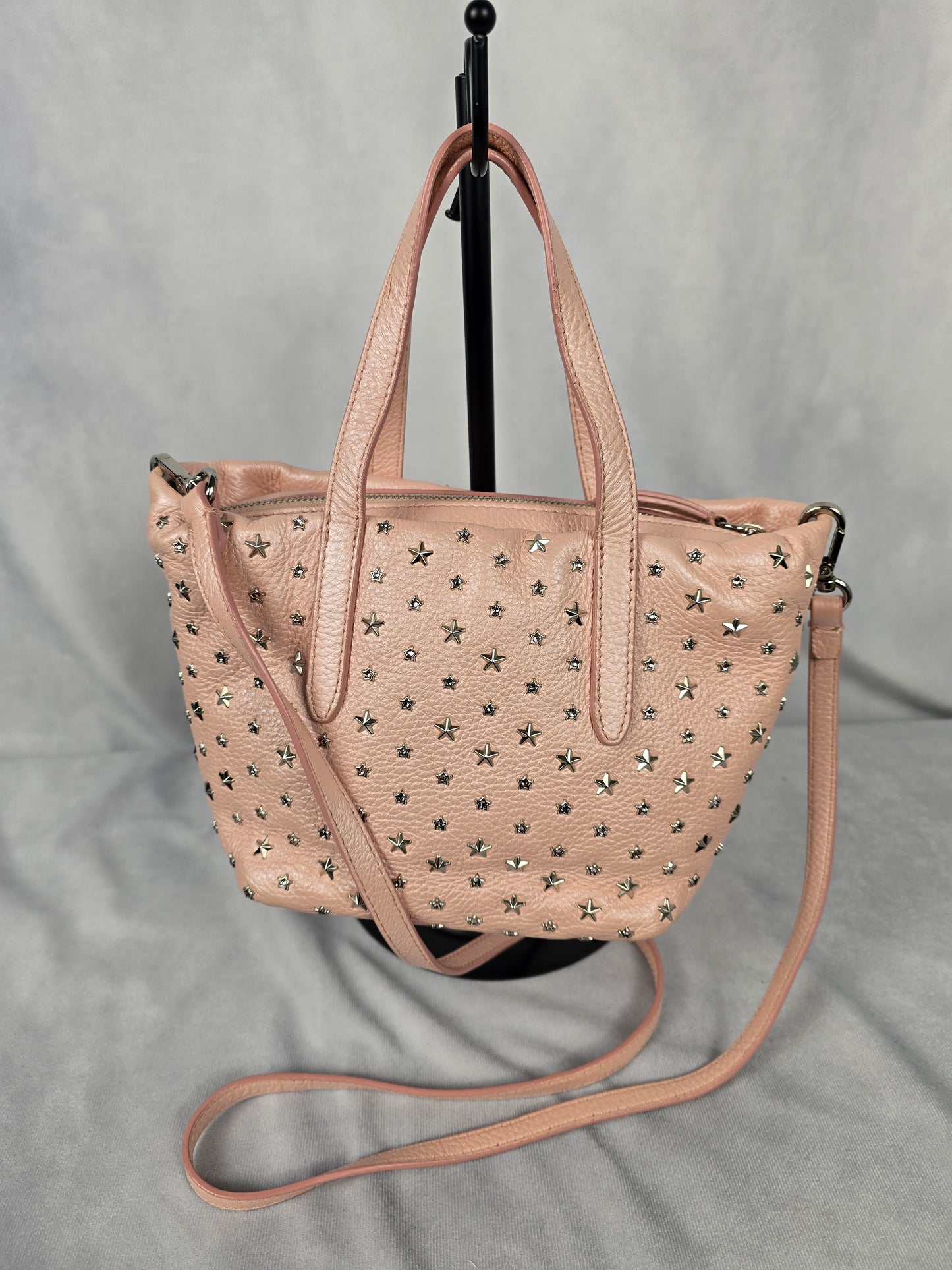 Jimmy Choo Mini Sara Pink Leather Sparkle Two-Way Handbag