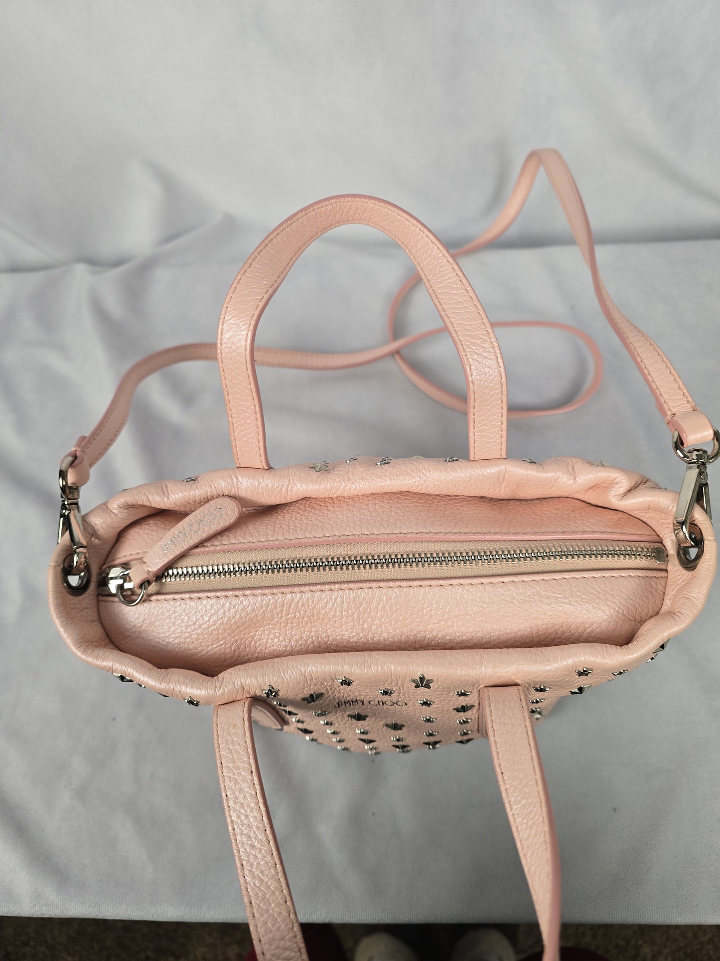 Jimmy Choo Mini Sara Pink Leather Sparkle Two-Way Handbag