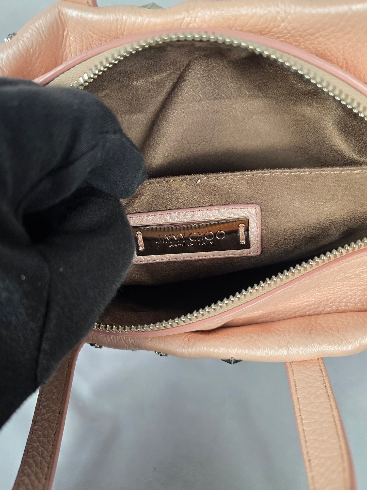 Jimmy Choo Mini Sara Pink Leather Sparkle Two-Way Handbag