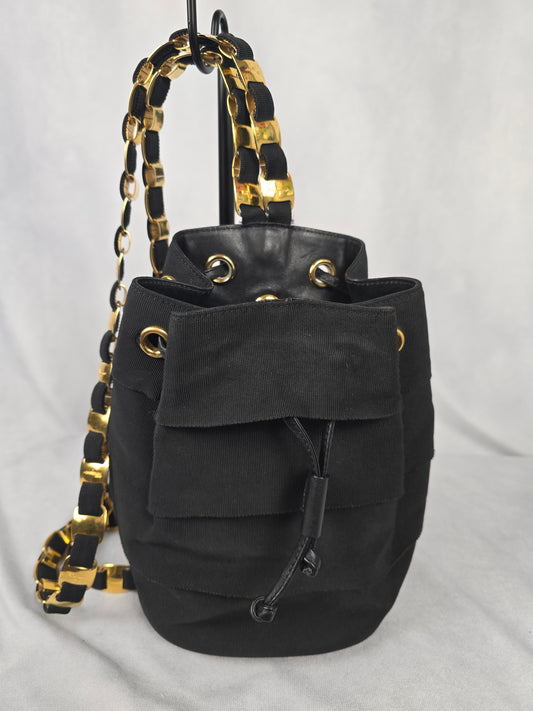 Ferragamo Black Vara Chain Shoulder Bag / Backpack
