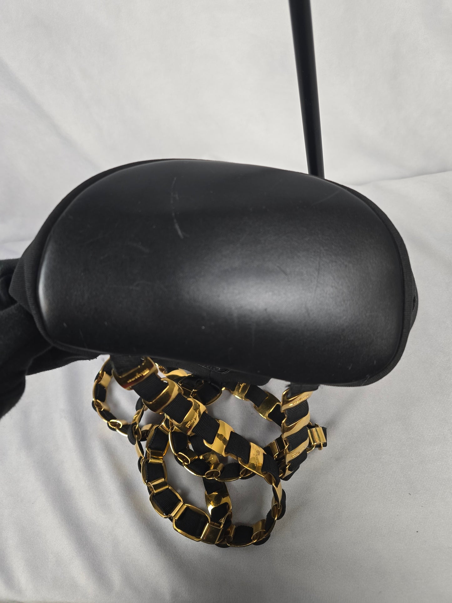 Ferragamo Black Vara Chain Shoulder Bag / Backpack