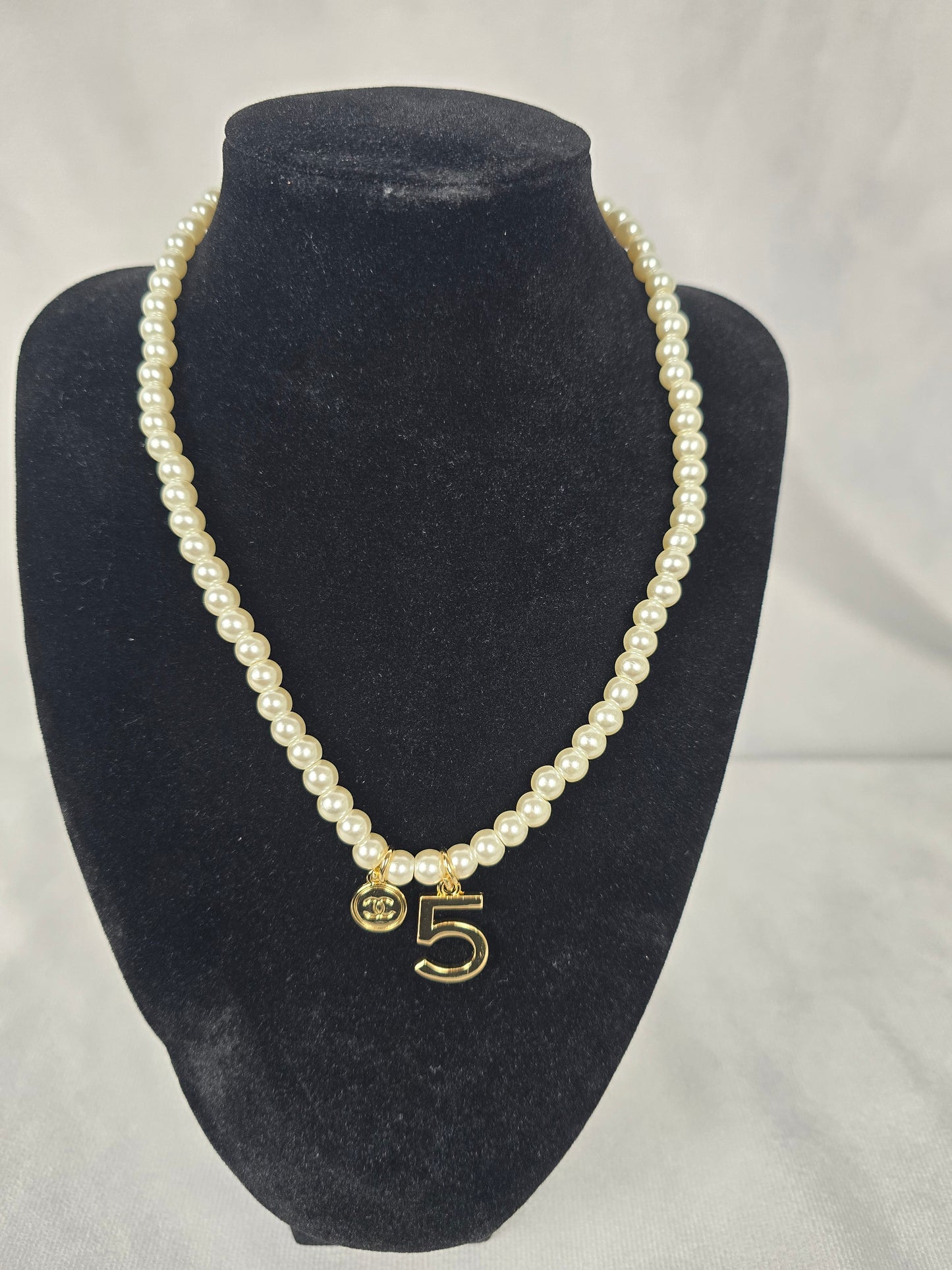 GWP Chanel Three Strand Pearl and Gold-tone Charm Necklace