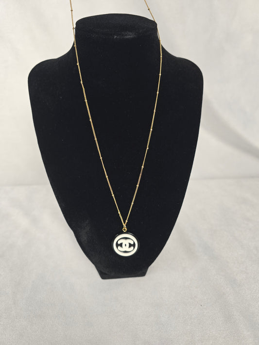 Upcycled Chanel Black/White CC Necklace