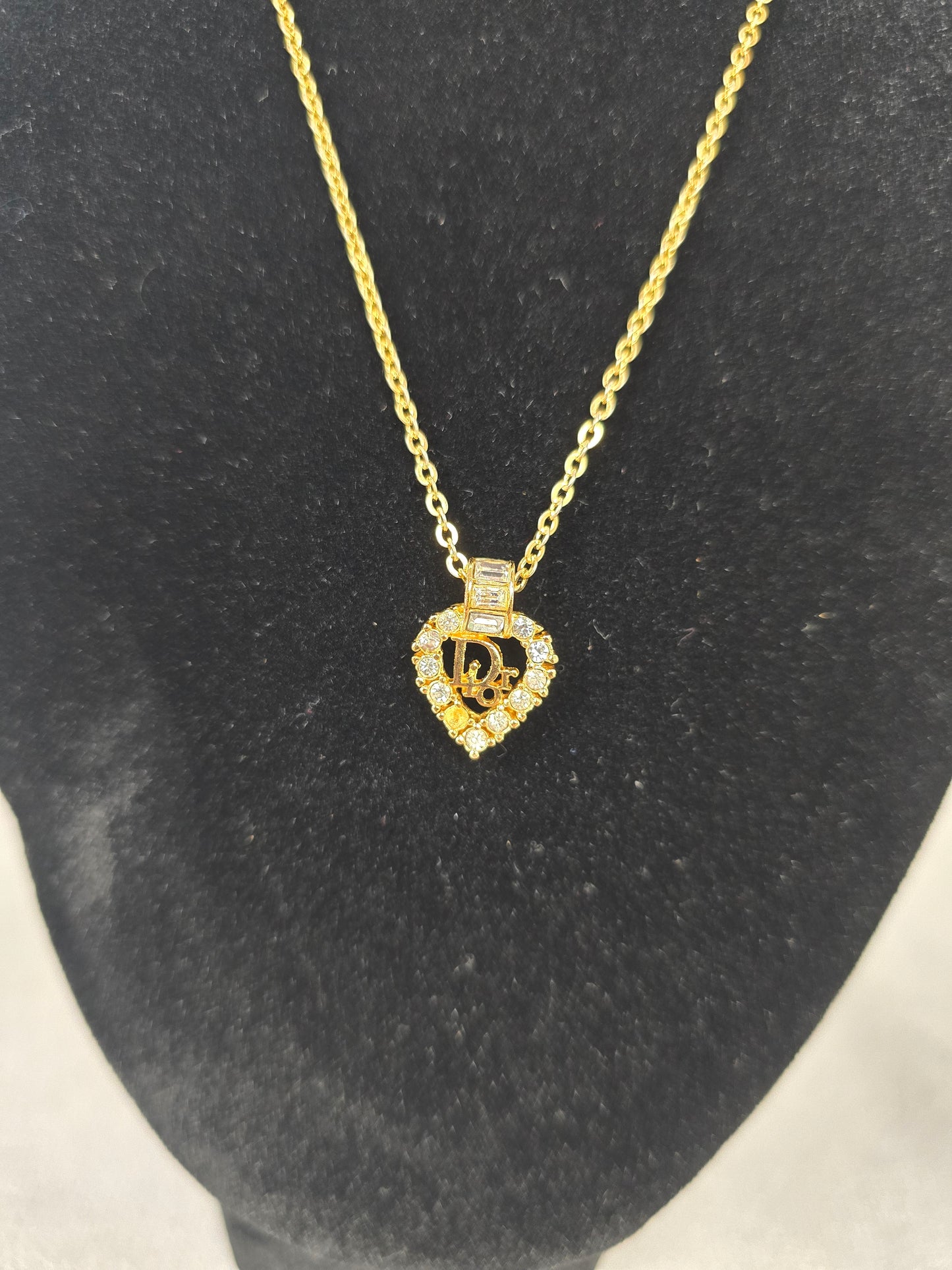 Christian Dior Logo Heart Necklace