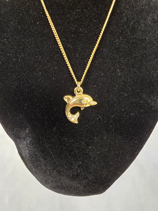 Christian Dior Vintage 1980s Dolphin Necklace