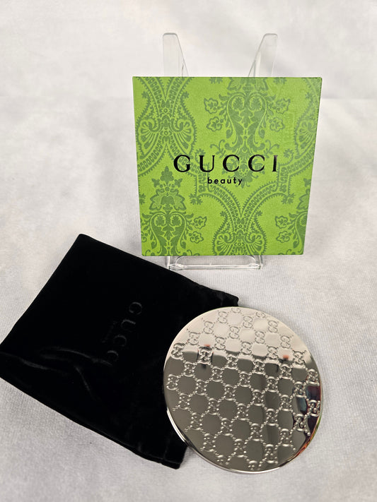 GWP Gucci Beauty Silver Etched Metal Mirror Compact - NEW
