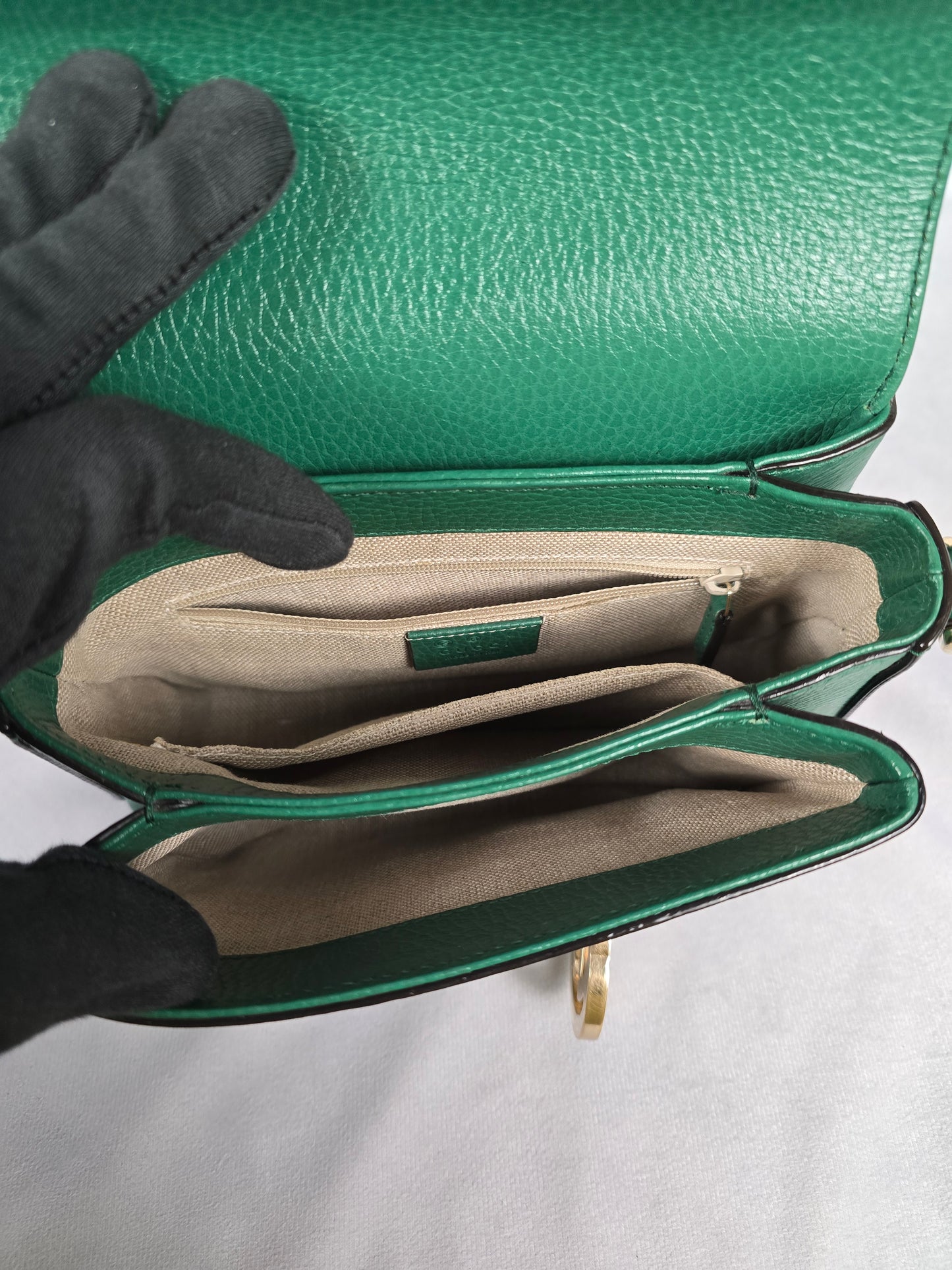 Gucci Small Green GG Leather Interlocking G Crossbody