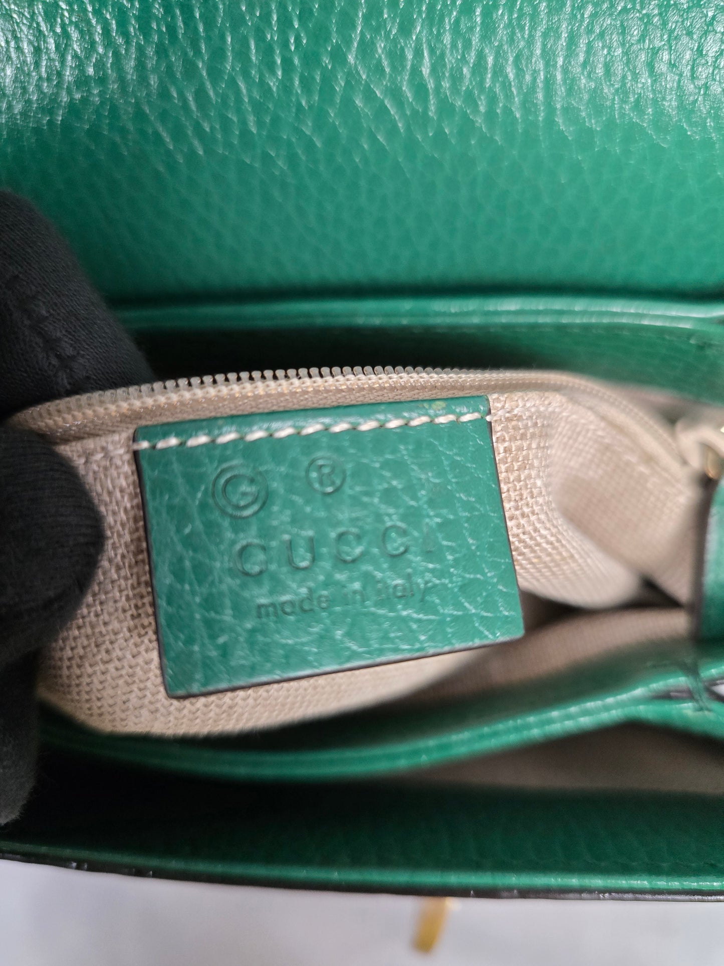 Gucci Small Green GG Leather Interlocking G Crossbody