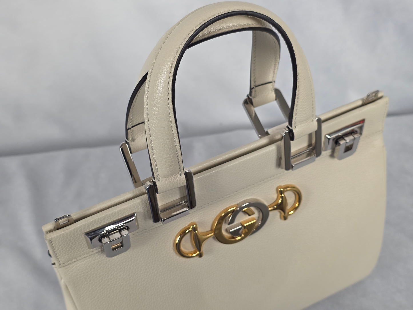 Gucci Zumi Ivory Top Handle Bag with Shoulder Strap