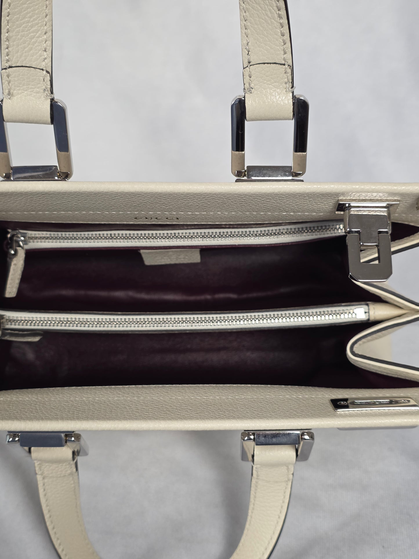 Gucci Zumi Ivory Top Handle Bag with Shoulder Strap