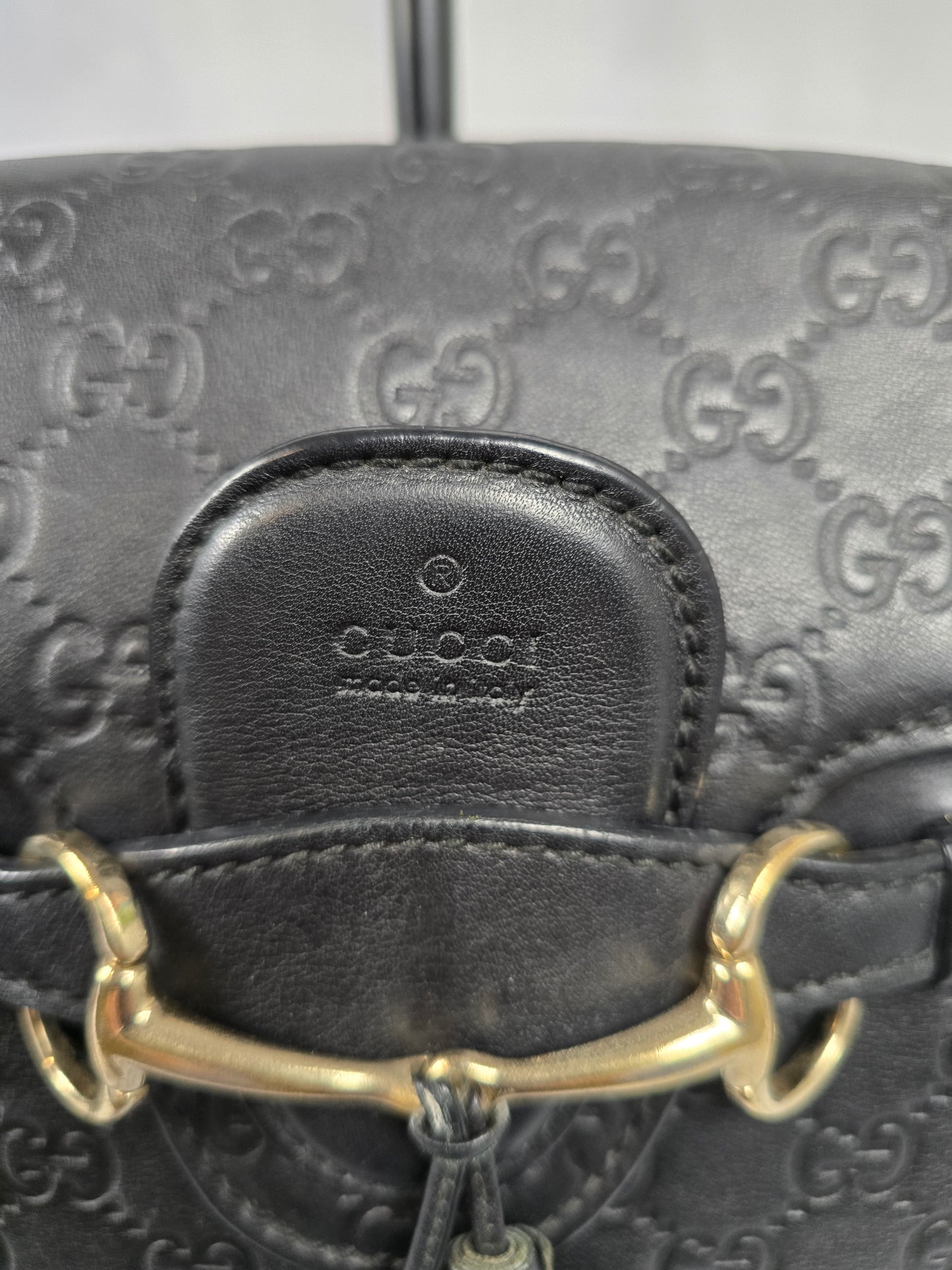 Gucci Emily Medium Black Guccisma Leather Shoulder Bag