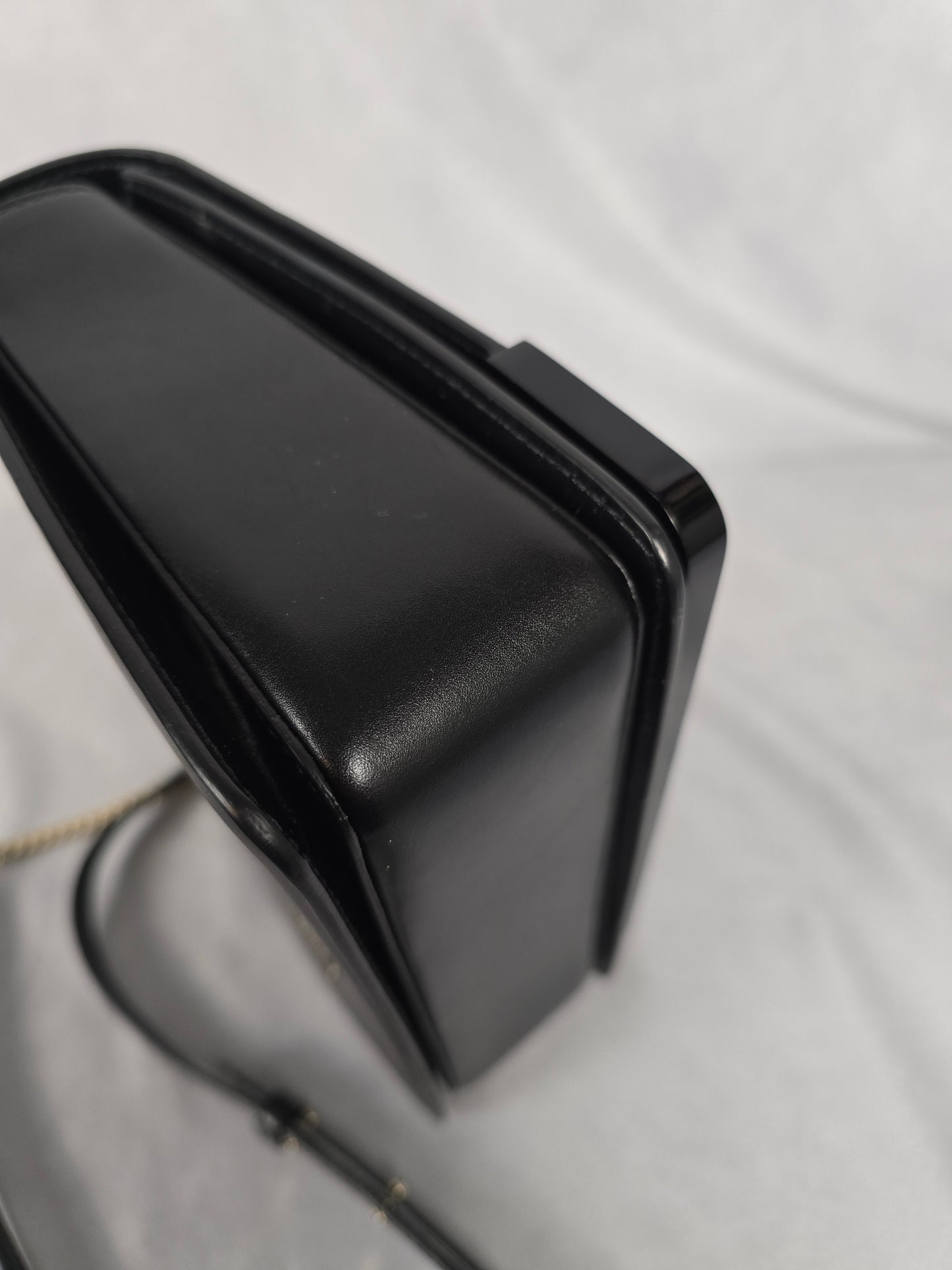 Bvlgari Bulgari Black Leather and Black Patent Leather Shoulder Bag