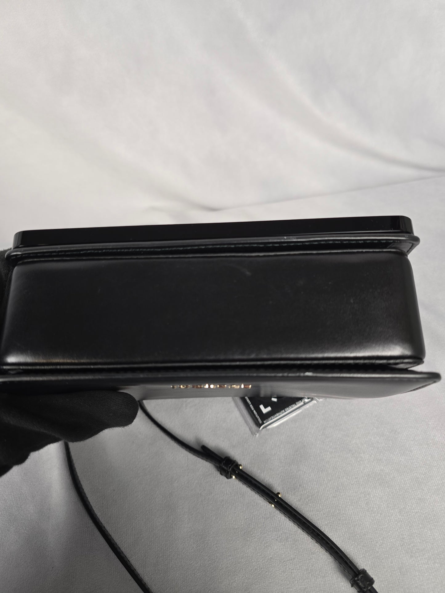 Bvlgari Bulgari Black Leather and Black Patent Leather Shoulder Bag