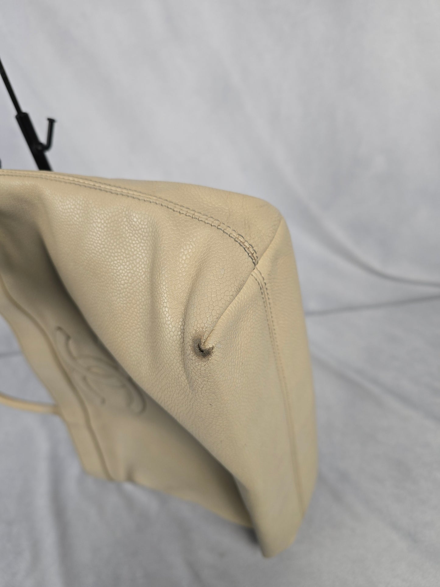Chanel CC Mark Beige Tote in Caviar Leather