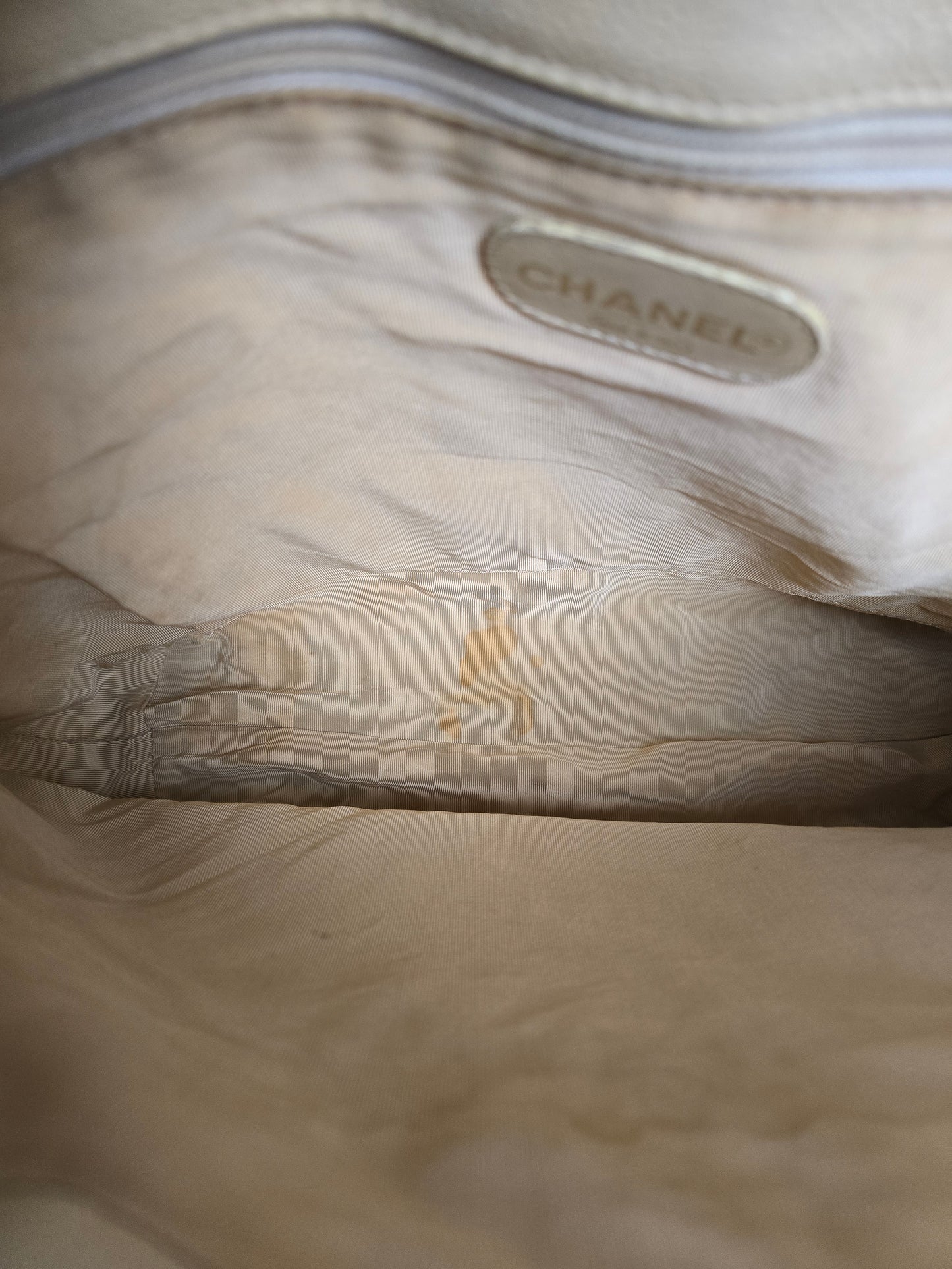 Chanel CC Mark Beige Tote in Caviar Leather