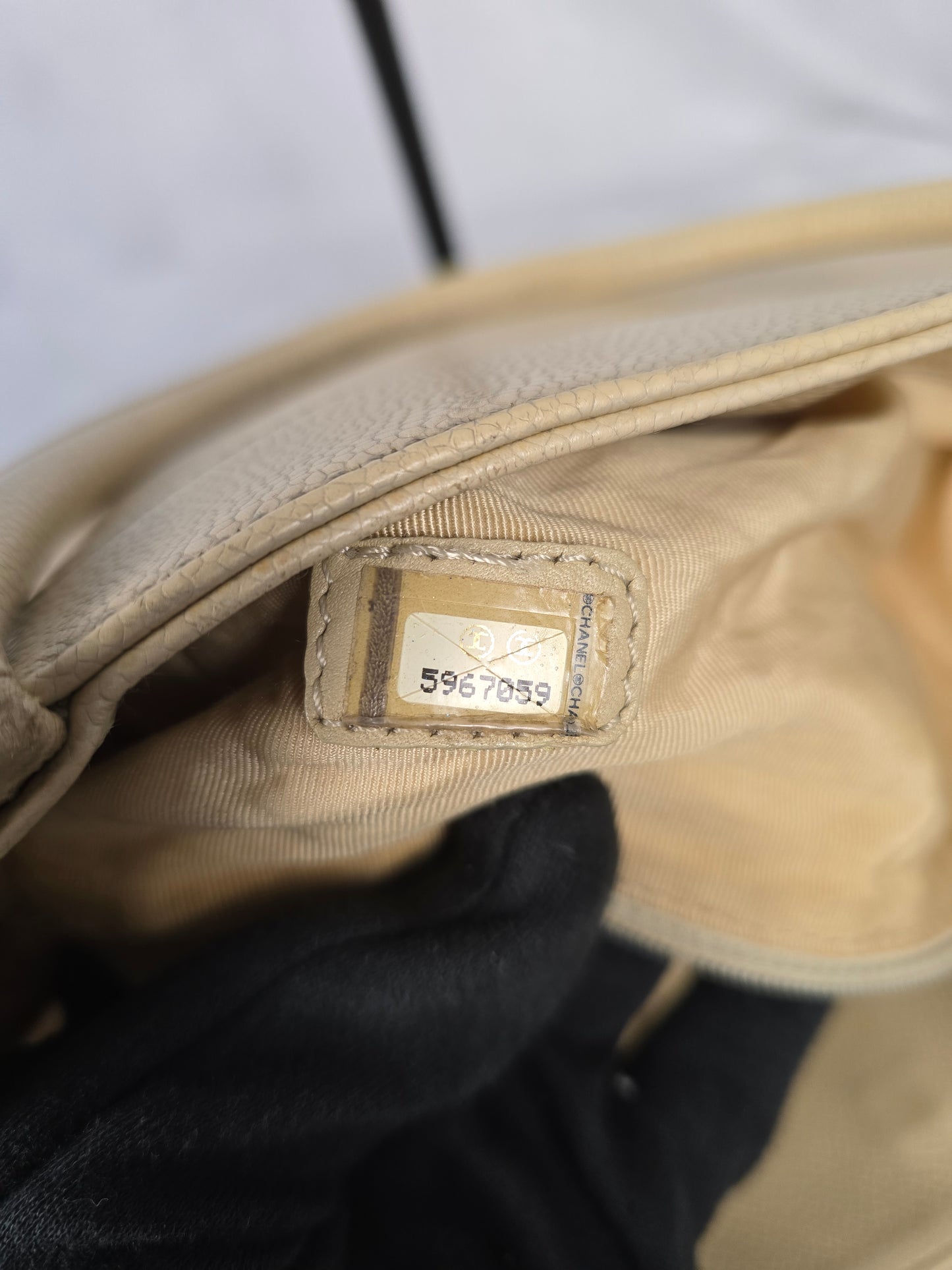 Chanel CC Mark Beige Tote in Caviar Leather