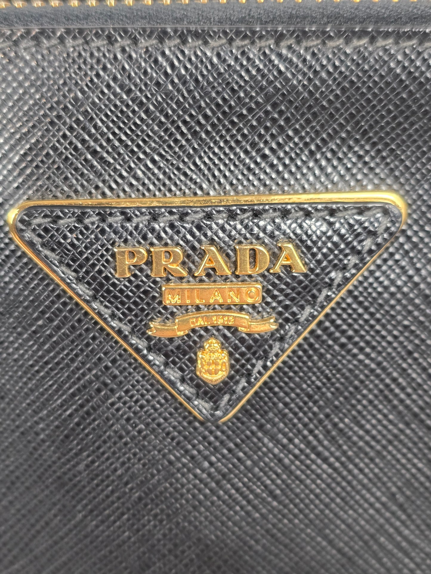 Prada Saffiano Leather Black/White Lux Two-Way Tote