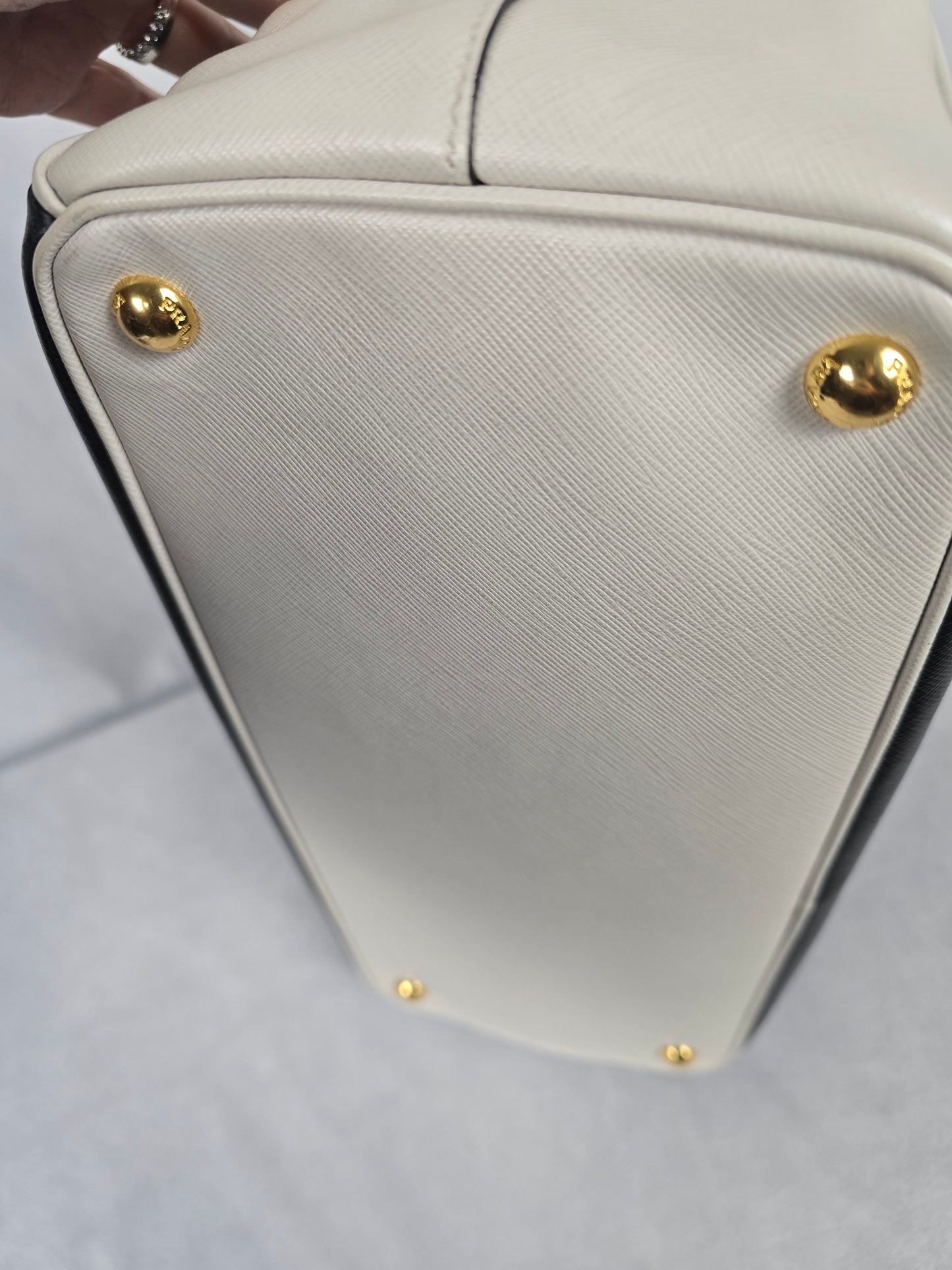 Prada Saffiano Leather Black/White Lux Two-Way Tote