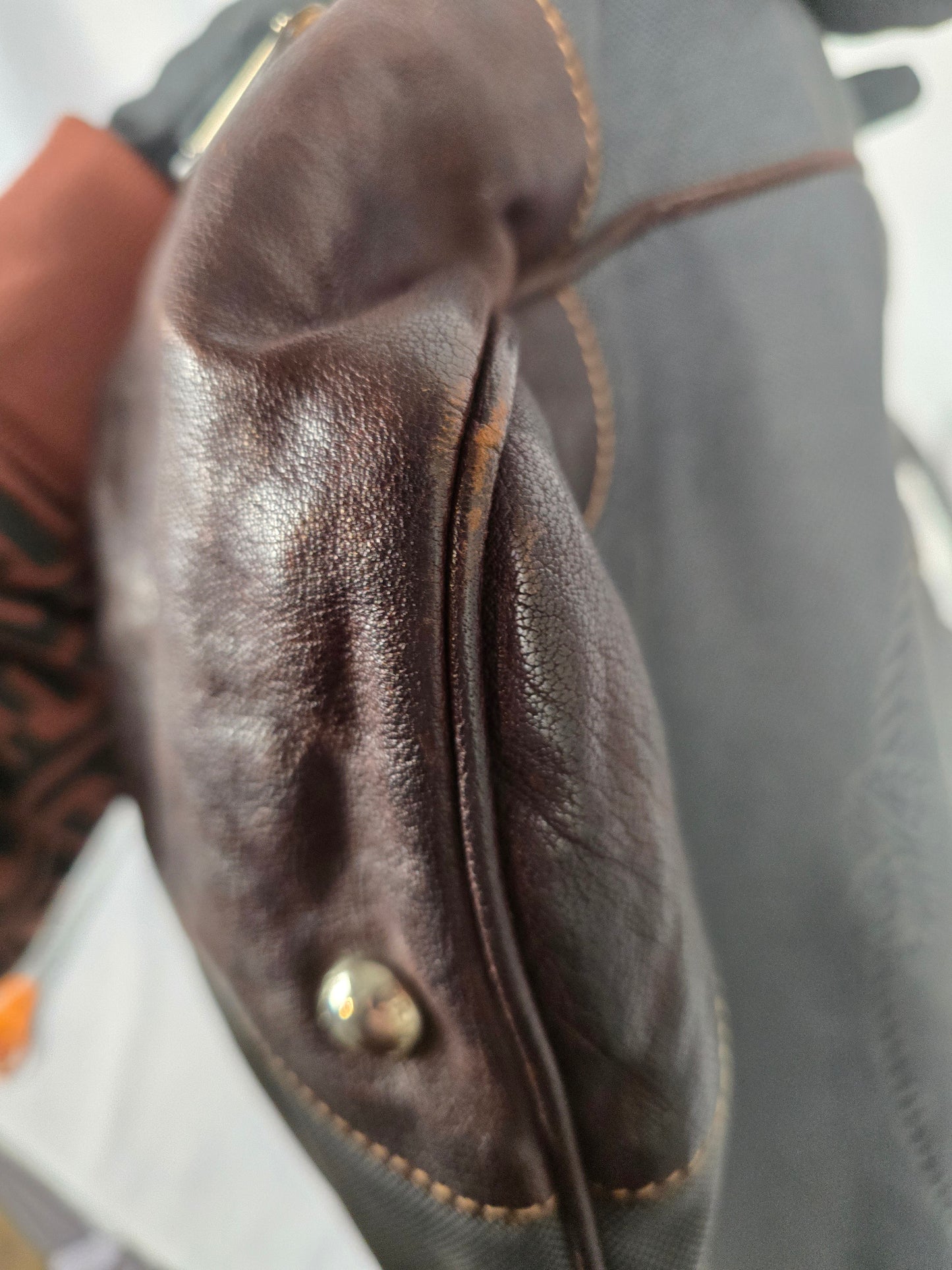 Prada Logo Black Canvas  and Brown Leather Canapa Jacquard Tote