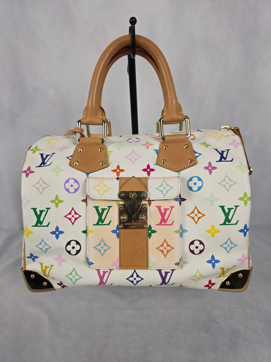 Louis Vuitton White Multicolor Murakami Speedy 30