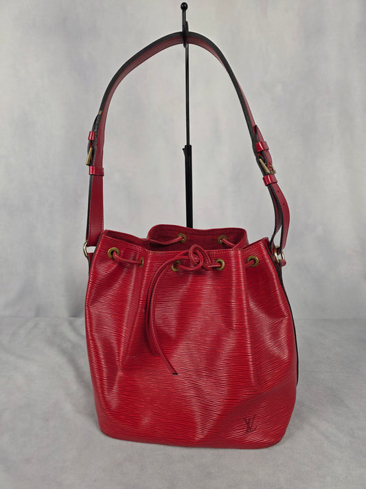 Louis Vuitton Vintage Red Epi Petit Noe Shoulder Bag