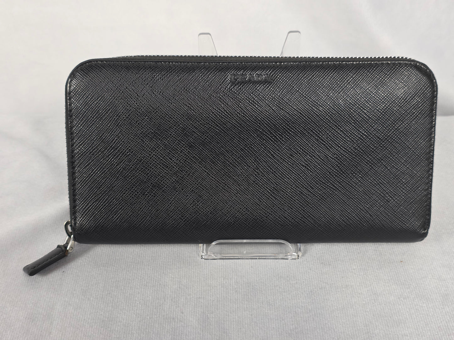 Prada Black Saffiano Leather Zip-Around Long Wallet
